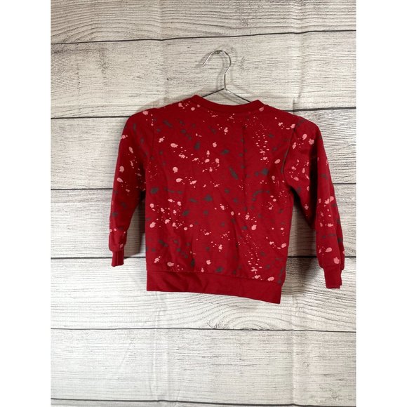 Free Planet - Toddler's Red Reindeer Long Sleeve Sweatshirt - Size 6 - Picture 2 of 4